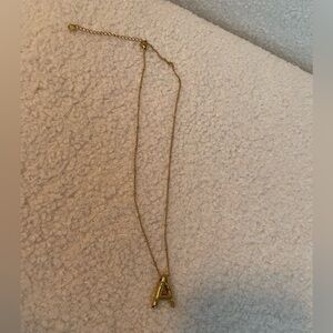 Gold ‘A’ Pendant Bubble Letter Necklace‎